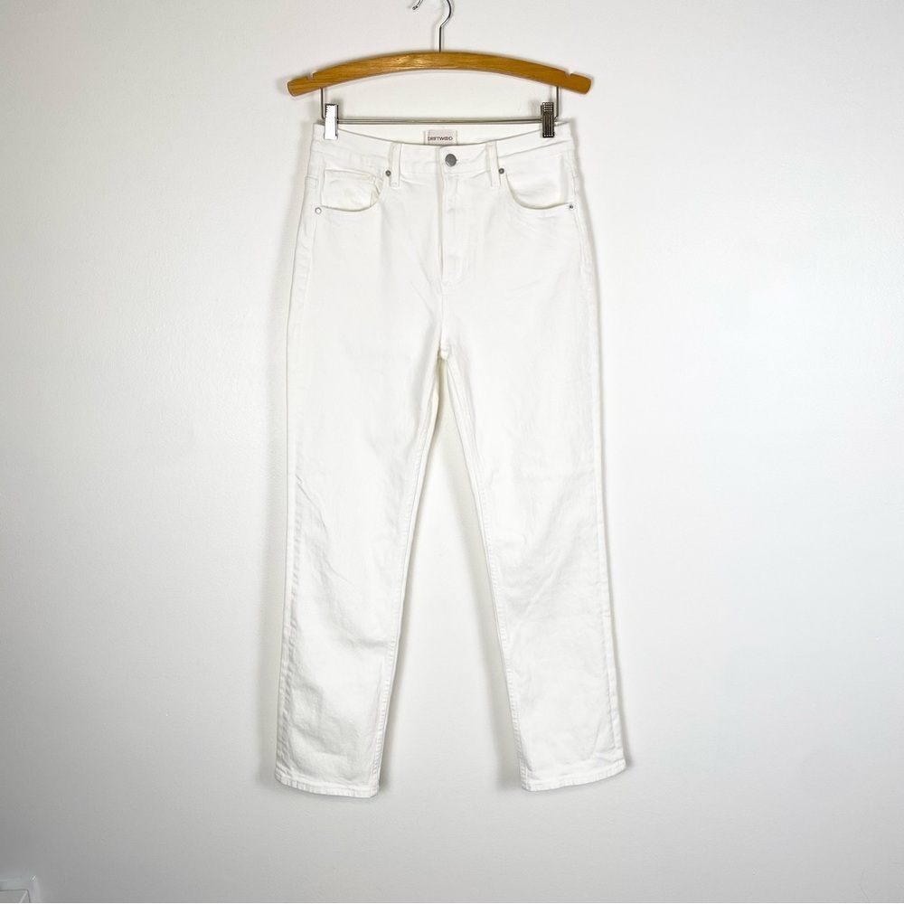 Driftwood Stella Jeans Womens 27" x 29" White High Rise Straight Leg Ankle Boho - Picture 2 of 13